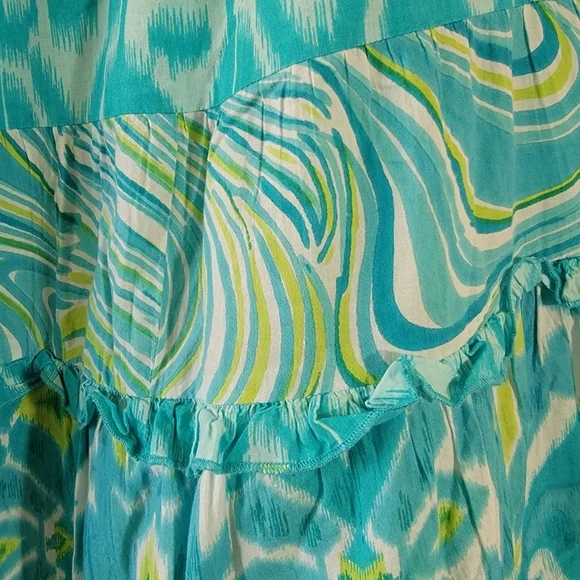 VTG Choices Blue Tiered Maxi Skirt Sz M Cotton Elastic Waist Cottagecore Boho - Picture 4 of 11